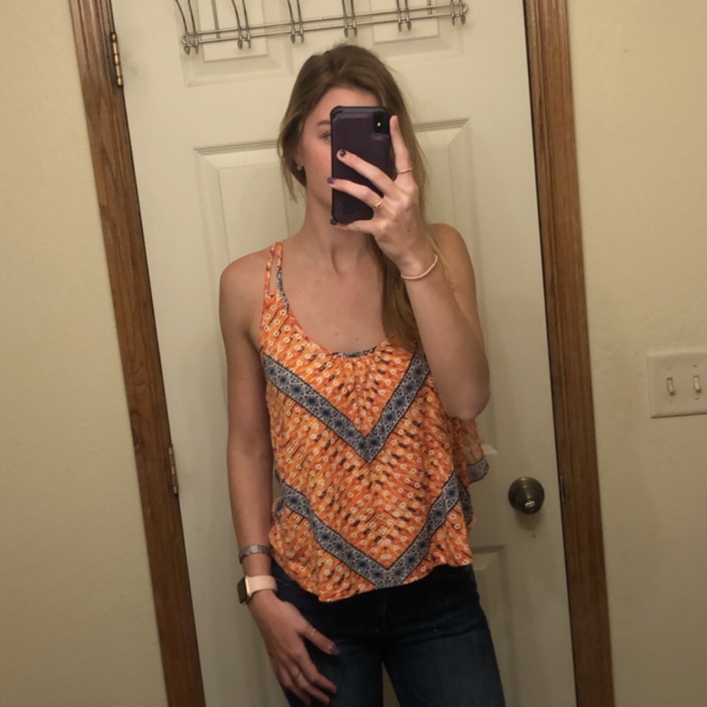 tribal printed top with double straps